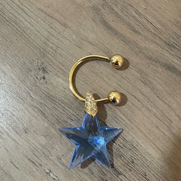 18 k Gold plated  swarovski Blue Star Key charm,bag charm. Vintage - Picture 7 of 10